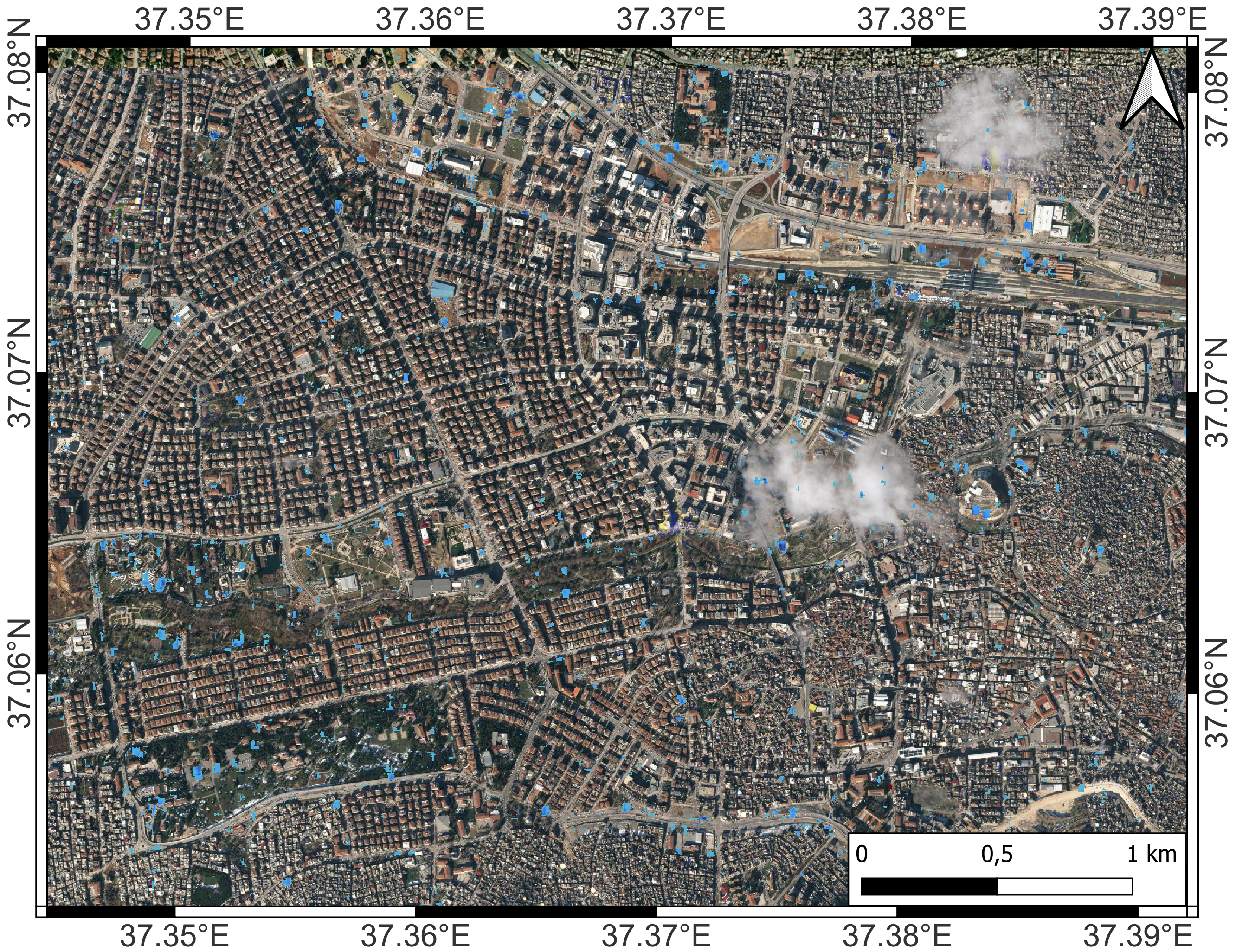Figura 1. Mappa dei danni basata sullICD generata dallINGV del centro di Gaziantep